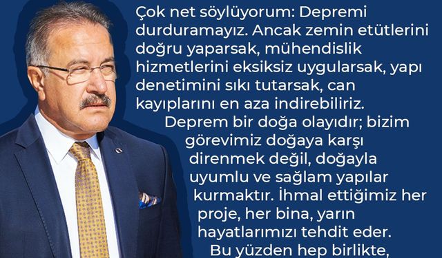 "Depreme Hazırlığın Anahtarı Kentsel Dönüşümde"